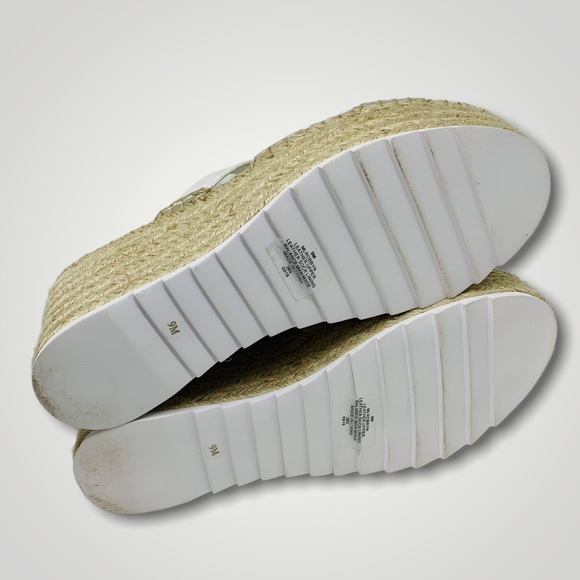 NIB Marc Fisher White Leather Robbyn Espadrille Wedge Sandals - Picture 7 of 12